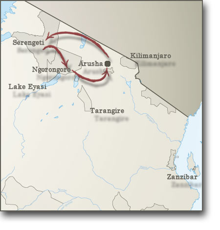Map for Balloon Safari: View over Serengeti