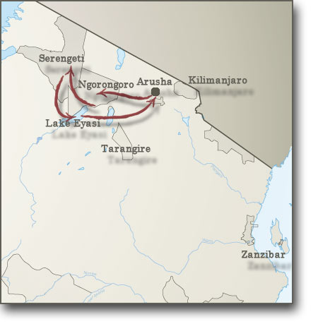 Map for Walking Safari: Tanzania on foot